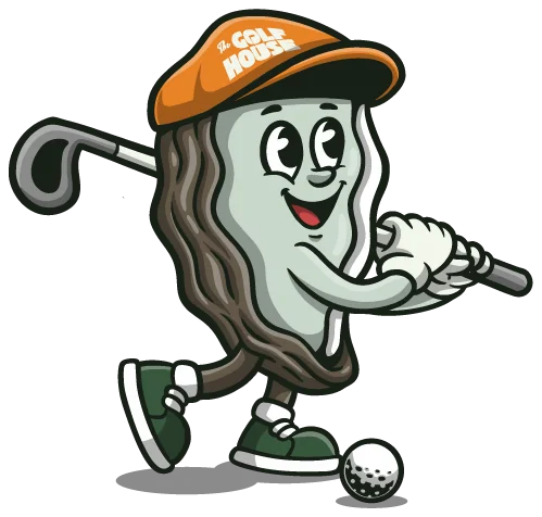 Mascotte The Golf House, une huître joueuse de golf